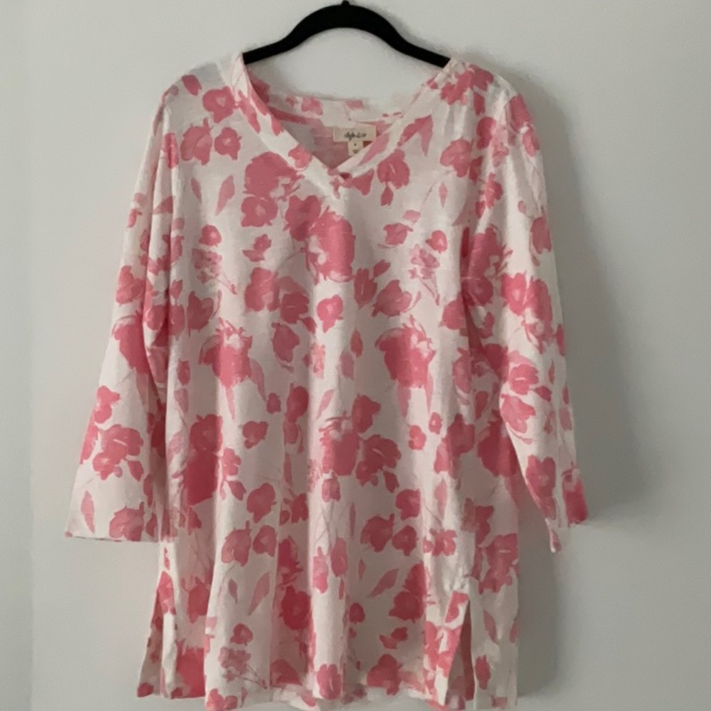 Style & Co. Pink and White Floral Top